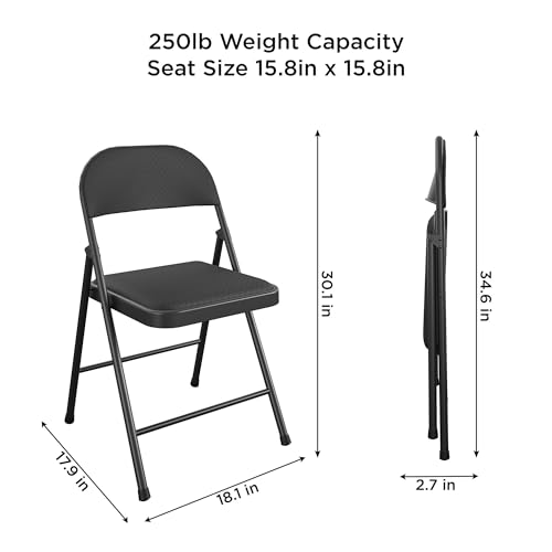 Image of COSCO SmartFold Fabric Folding Chair, 4-Pack, Black