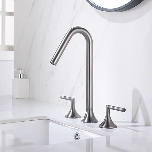 COSZWQDP Two Handle Tall Brass Faucet Mixer Tap Basin Torneira Gourmet De Cozinha Hot Cold Water Bathroom Bath Gray Black Chrome