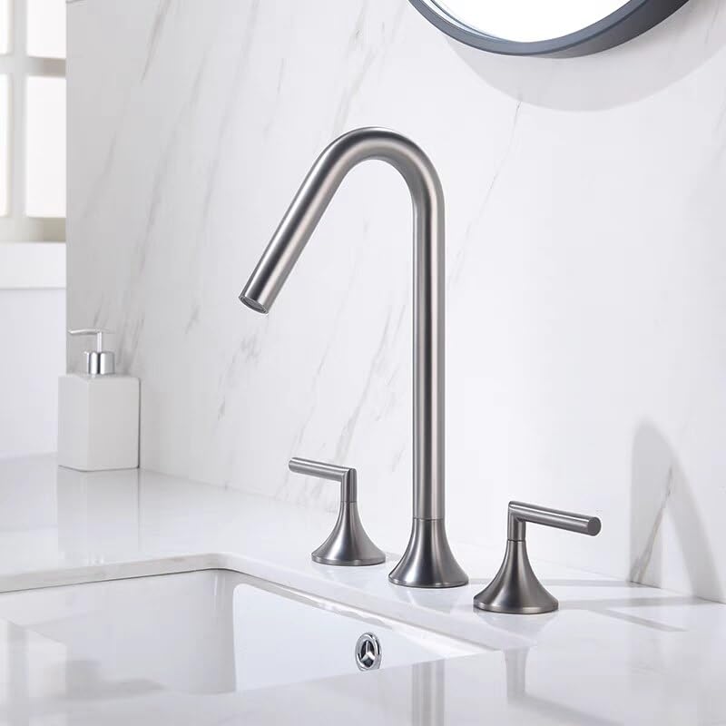 Grifo mezclador de latón alto para baño de agua fría caliente estilo gourmet negro