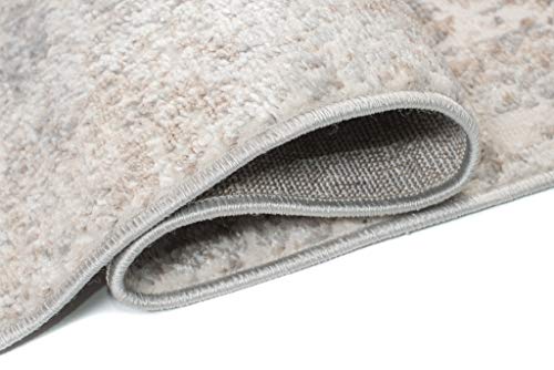 Miniatura 6 de Tapiso Valley Alfombra De Pelo Corto Brillante Suave Diseño Clásico Vintage Moderno Gris Beige Alfombra De Salón Dormitorio Habitación Oeko-Tex 120 X 170 Cm