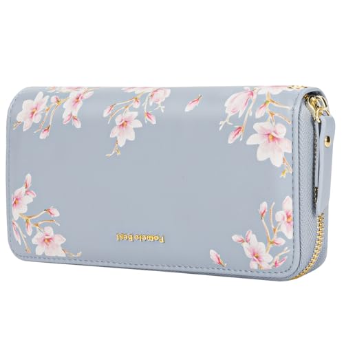Image of Pomelo Best Wristlet Women Wallet Floral RFID Clutch Purse | Vegan Leather, Multi Credit Card, Large Capacity Zip Around Long Travel Wallets with Coin and Phone Pocket for Ladies