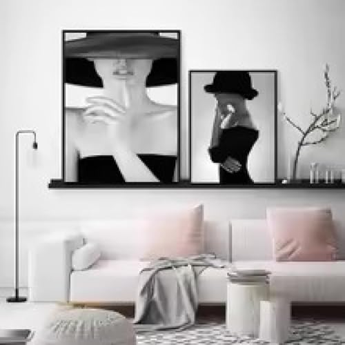 Peintures de femmes sexy en noir et blanc, impression sur toile haut de gamme 70x100cm