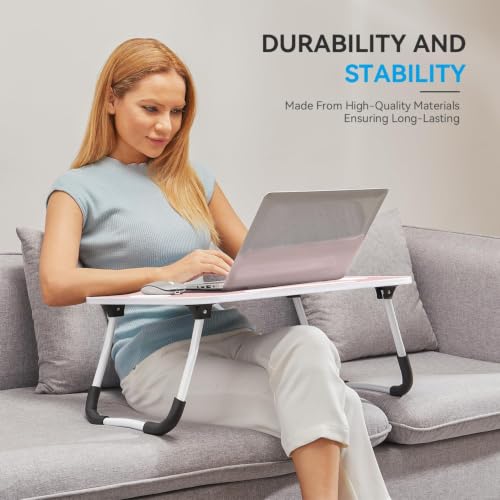 Image of BUYIFY 23 inch Foldable Lap Desk for Laptop Writing w /Cup Holder Blue