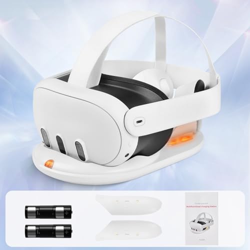 TechKen Charging Dock for Meta Quest 3, includes 2 Rechargeable Batteries for Touch Controllers