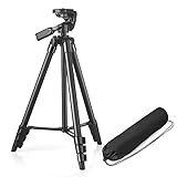 Kamera Handy Stativ, 140cm Tragbares Camera Tripod, Aluminium Dreibein Stativ, Dreibeinstativ for Smartphone mit Handy Halterung, leichtes Camera Tripod