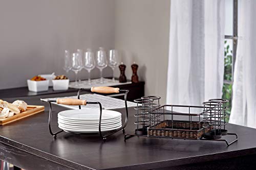Inspired Living by Mesa Inspired Living Utensil Silverware Organizer in Black Rustic Collection Buffet Caddy,