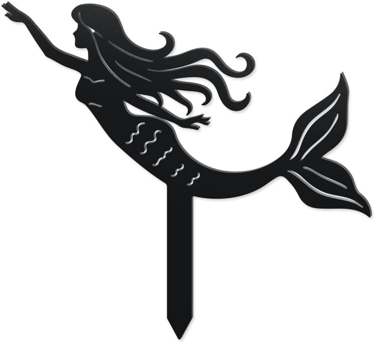 WADORN Mermaid Metal Decorative Garden Stakes, Funny Mermaid Metal Outdoor Statues Funny Yard Ornament Gifts Planter Flower Pot Outdoor Yard Decor for Garden Backyard Pathway Patio Lawn Walkways