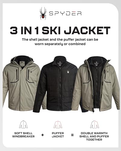 Image of Spyder Mens Ski Jacket Systems Waterproof Soft Shell Puffer Winter Coat