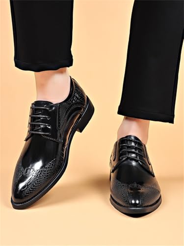 Image of Men's Vintage Dress Shoes Casual Oxford Formal Leather Shoes for Weddings Business Office Prom