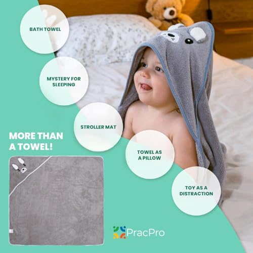 Image of Hooded Towel - Absorbent Large Baby Towel 31 x 31 Inch Baby Essentials - Baby Bath Essentials - Baby Bath Towels - Baby Towels Bath Towel