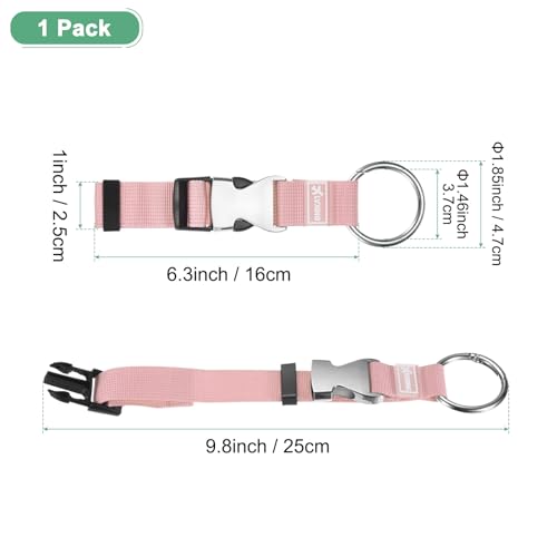 Image of M METERXITY 1-Pack Add A Bag Luggage Strap, Adjustable Suitcase Belt for Connecting Luggage /Backpack /Jacket, Carry Strap with Ring Buckle [Pink]