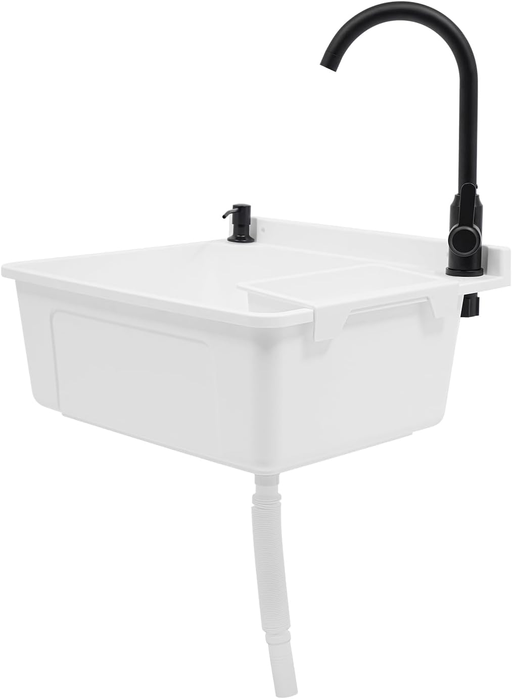 Wall-Mounted Utility Sink, Floating Utility Sink with Wall Bracket, 20.1"x17.5"x9.5" Rectangle Bathroom Sinks for Laundry Room, Garage, Workshop, and More(White)