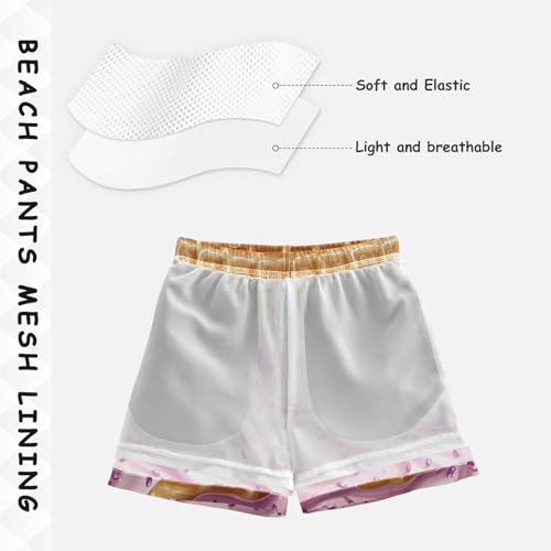 Pigsaly Boys' Swim Board Shorts Sprinkles Milk Plum Ice Cream Boy's Swim Trunks Kids Swimwear M4