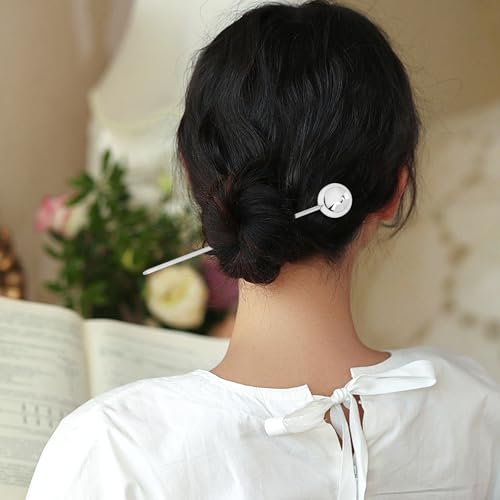 inSowni 10 Pieces Asian Chinese Silver Metal Hair Sticks Hair Pins Chopsticks Forks Updo Holders Hair Accessories for Women Girls
