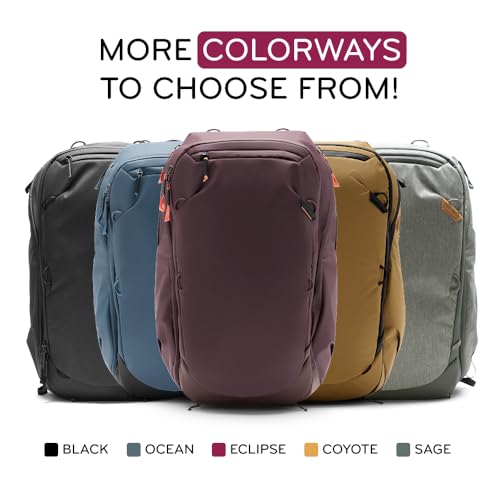 Peak Design Travel Backpack 45L, Black, Expandable 35-45L Design, Rear and Top Access, Weatherproof Shell, Laptop Sleeve, Ideal for Travel or Everyday Carry, Versatile Backpack for Men and Women