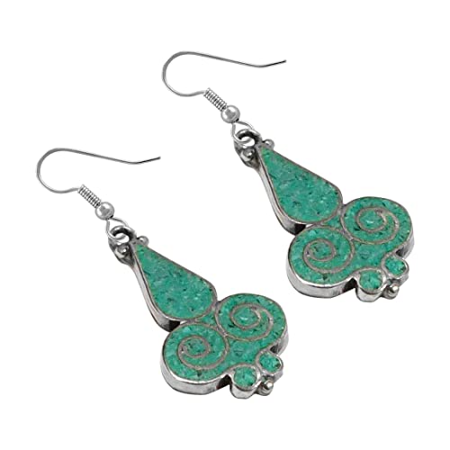 Boucles d'oreilles turquoise en argent 925 fait main pour femme