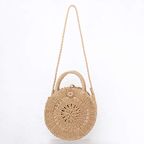 Image of Teeya Straw Crossbody Bag Women Weave Shoulder Bag Round Summer Beach Purse and Handbags