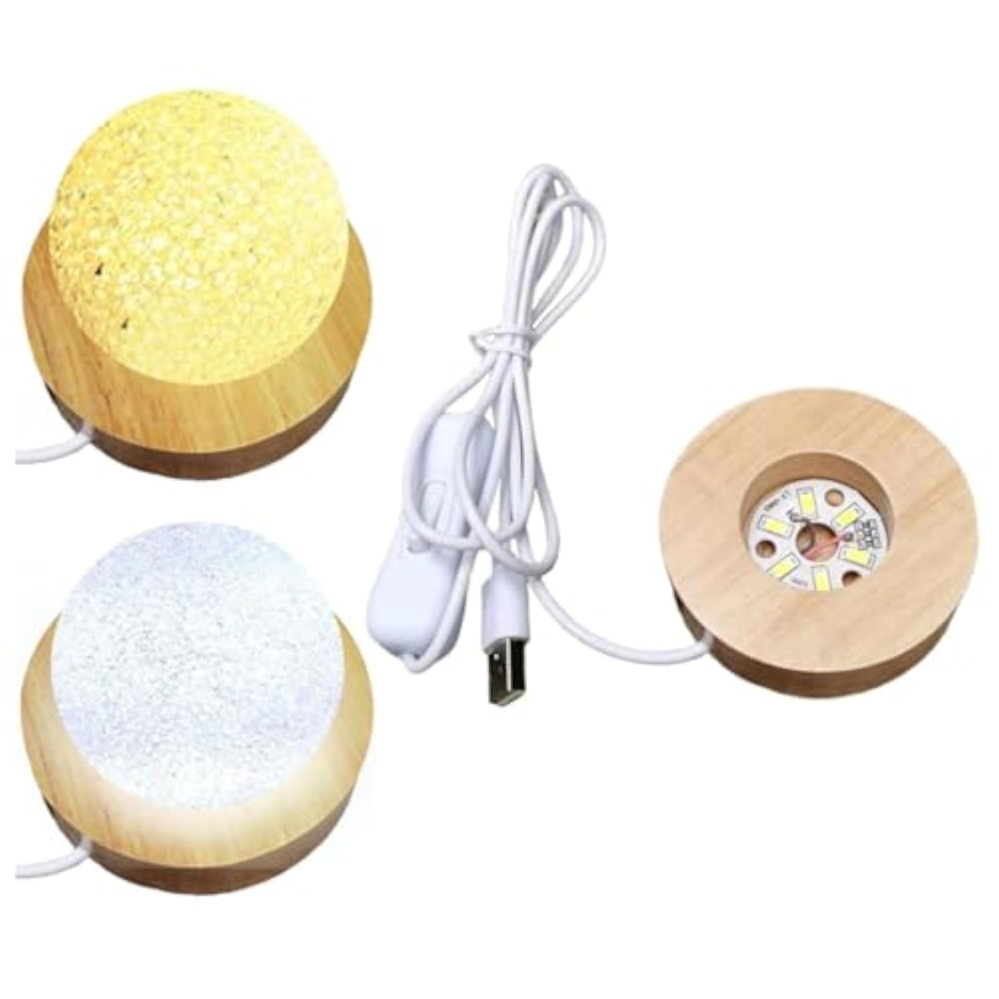LED Display Stand with Wooden Base for Crystals and Decor