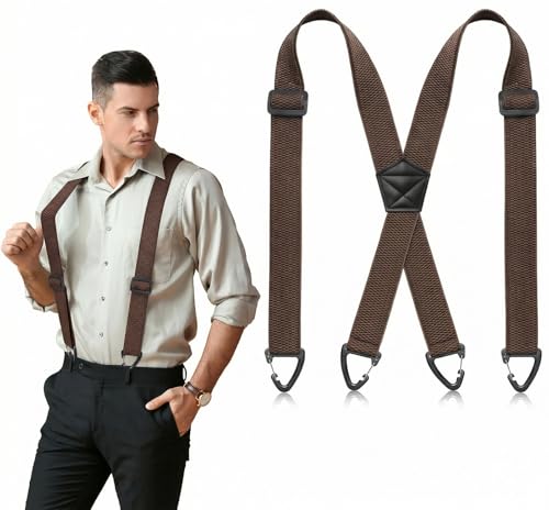 Image of SUNEZLGO Suspenders for Men Heavy Duty, X Back Hidden Suspender 1.5 inch Under Clothing, Adjustable Work Suspenders for Men Women