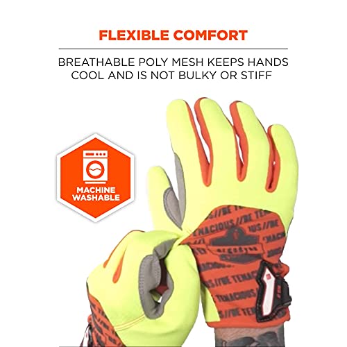 Proflex 812 Work Gloves, High Visibility, Synthetic Leather Palm, X-Large, Lime #TOP3