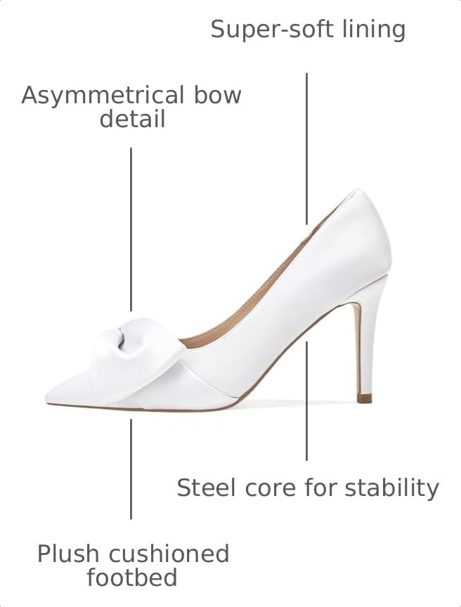 Image of Women's Slingback Heels with Bow Pointed Toe Pumps with Elasticated Strap 3.3 inch High Heels for Evening Dress Shoes