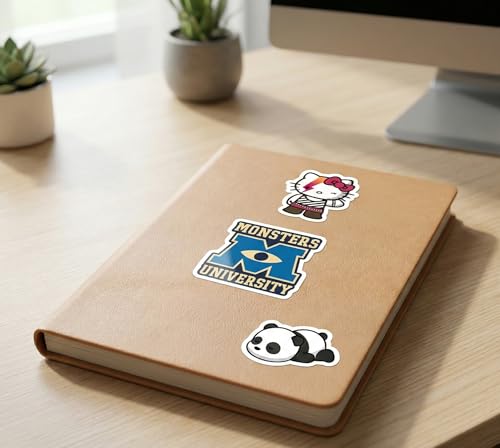 Image of 75pcs Cute Aesthetic Sticker Combo Pack for Laptop Bottle Phone Skateboard - Panda Hello Kitty Cartoon Anime Waterproof Vinyl Stickers for Kids Girls Teens Scrapbook Laptop Stickers Pack