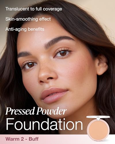 Mineral Fusion Pressed Powder Foundation - Matte Finish Face Powder for Medium Skin with Yellow Undertones - Age Defying Natural Makeup - Talc Free,