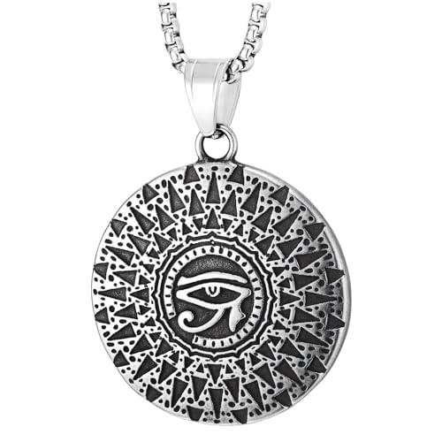 Collier Œil d’Horus homme fini les bijoux qui ternissent médaillon acier inoxydable