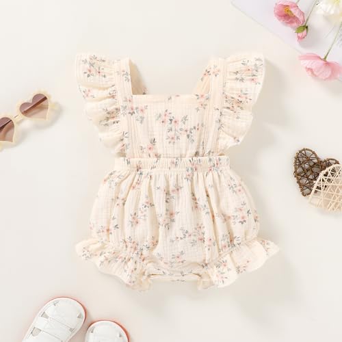 Happy Town Newborn Baby Girl Clothes Infant Summer Romper Sleeveless Floral Cute Outfits One Piece Jumpsuit Bodysuit2