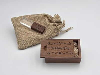 Personalized Engraved Crystal/Wood USB Flash Drive with USB Box – Custom Memory Stick 3.0, Pen Drive, Jump Drive for Photographers, Wedding Gift, Christmas, Birthdays