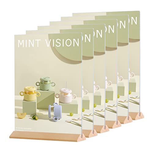 Présentoir de table A5 lot de 6 porte-menu en bois et plexi pour affiche publicitaire et photo