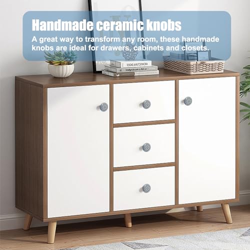 Rairsky 8 Stück Möbelknöpfe Keramik, Vintage Schubladengriff aus Keramik, Keramikknöpfe für Möbel, Möbelknöpfe Vintage Schrankknöpfe Keramik Geprägt mit Schrauben für Kommode, Schubladen, Türknöpfe