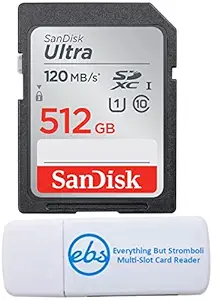 SanDisk SDXC Ultra 512GB Card for Nikon Mirrorless Camera Works with Z6 II, Z7 II, Z30 (SDSDUN4-512G-GN6IN) Full HD C10 Bundle with (1) Everything But Stromboli SD & Micro Memory Card Reader