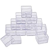 BENECREAT 16 Pack Square High Transparency Plastic Bead Storage Containers Box Case for beauty su...