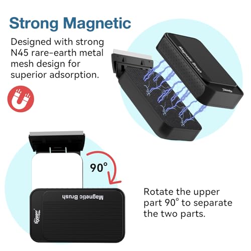 hygger Aquarium Strong Magnetic Cleaner, Fish Tank Glass Algae Cleaning Brush With 2 Blades for Glass and Acrylic Aquariums Floating Algae Scraper Tool (S)
