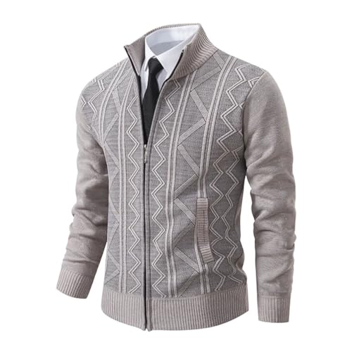 Men's Stand Collar Knitted Zipper Cardigan Sweater Solid Color Slim Knitted Sweaters3