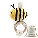 DICHA Crochet Bee Baby Rattle - Sensory Toy for Babies - Ideal for Baby Shower - Includes Beech Teething Ring