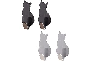 4Pcs Waterproof Cat Hooks, Adhesive Stainless Steel Cat Wall Hooks