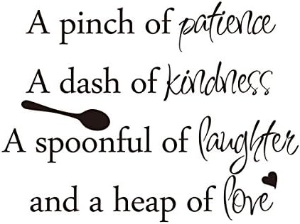Inspirational Wall Sticker Quotes Words Art Removable Kitchen Dining Room Wall Decal Sticker Mural Vinyl Home Decor A Pinch of Patience,A Dash of Kindness.£¨Medium,Black£©