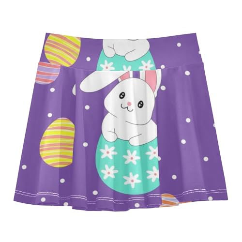 Athletic Shorts Girls Skorts Tennis Skirts for Kids Pleated Girl Skort Cute Bunnies Pink Easter Purple 3t