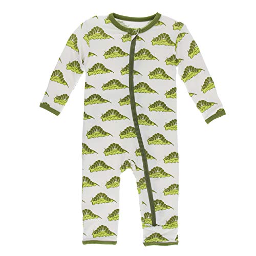 KicKee Pants Little Boys Print Coverall with Zipper - Natural Caterpillars, 4T