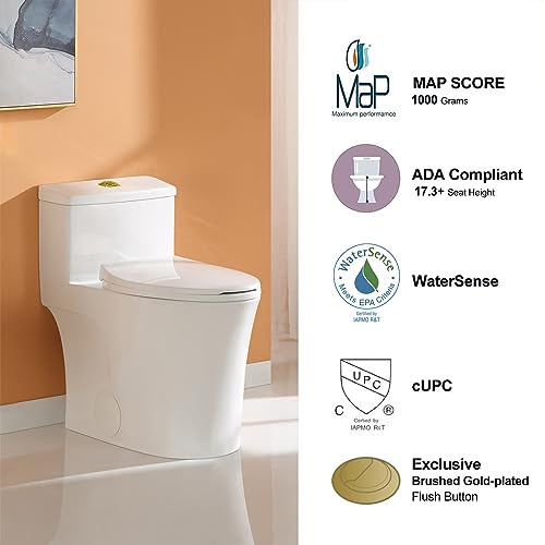 Horow T0338WG One Piece Toilet With Gold Button thumb #3