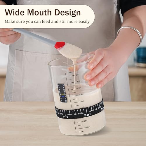 Image of Sourdough Starter Jar Kit,34oz Large Wide Mouth Sour Dough Jar Glass | Sourdough Bread Baking Supplies, Sourdough Tools for Beginners and Pro, Dishwasher-Safe, Borosilicate Glass, 1 Pack