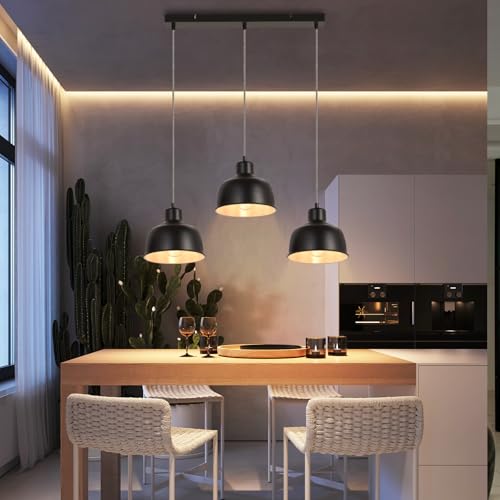 Suspension vintage noire avec douille E27 pour éclairage ciblé de table