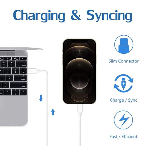 Image of Marchpower USB to Lightning Cable, Fast Charging and Data Sync Cable Compatible for iPhone 14,13, 12,11, X, 8, 7, 6, 5, iPad Air, Pro, Mini, Fast Charging Lightning Cable, (Pack of 1) - White