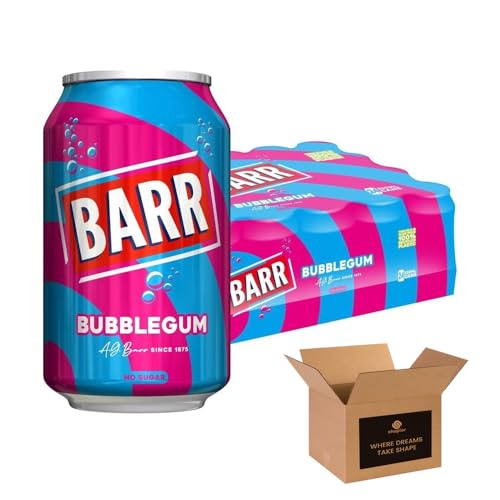 Barr & Irn-Bru & Bottles - No Sugar Fizzy Drink Soft Drink Cans – Variety Flavours – Zero Sugar Carbonated Drinks (Barr Cans - 24 X 330Ml, Bubblegum N