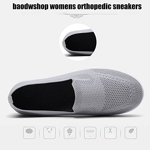 LELEBEAR Baodwshop Orthopedic Sneakers, Women's Orthopedic Sneakers Air Cushion Slip-On Walking Shoes,Mesh Up Platform Shoes3