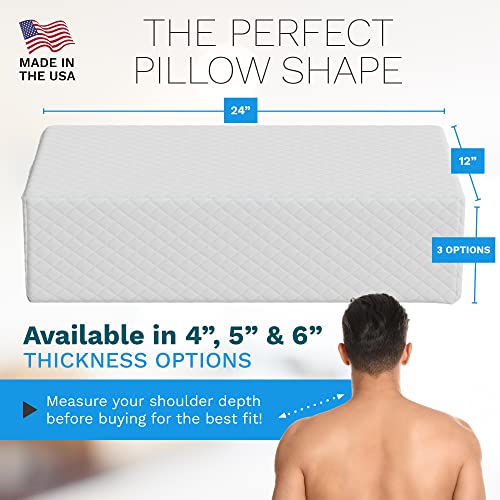 Gleur Square Pillow For Side Sleepers - Made In Usa, Cool Gel Memory Foam Cushion Rectangle Pillow - Therapeutic Neck & Shoulder Pain Relief, Cervical Support - Thick Bed Pillow 24"X 12" X6" #TOP2