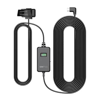 VANTRUE 10ft Type C OBD Hardwire Power Cable with LED Screen, 3 Gear Shifting, Low Voltage Protection for Parking Mode, for N4(S)/N4 Pro(S)/N5(S)/N2X/E1 Pro/E360/ACE/E1 Lite/E2/S1 Pro(MAX) Dash Cam
