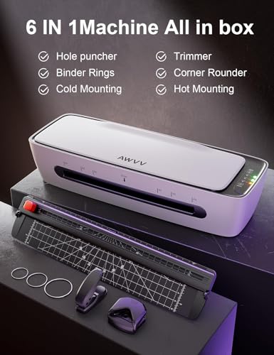 Chilino 6 In1 Laminator Machine, 9 Inch A4 Laminating Machine, Desktop Thermal Laminator, Never Jam, 15 Laminating Pouches, Paper Trimmer, Corner Rounder, 1 Min Fast Warm-Up, Home Office School Use - Thumbnail 2